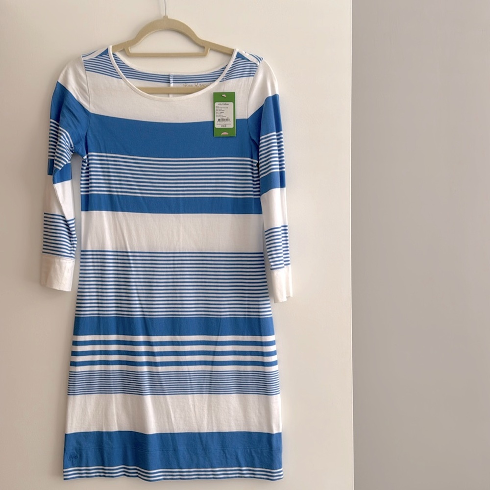 Lilly Pulitzer Marlowe Dress Bay Blue Coconut Stripe Size XS